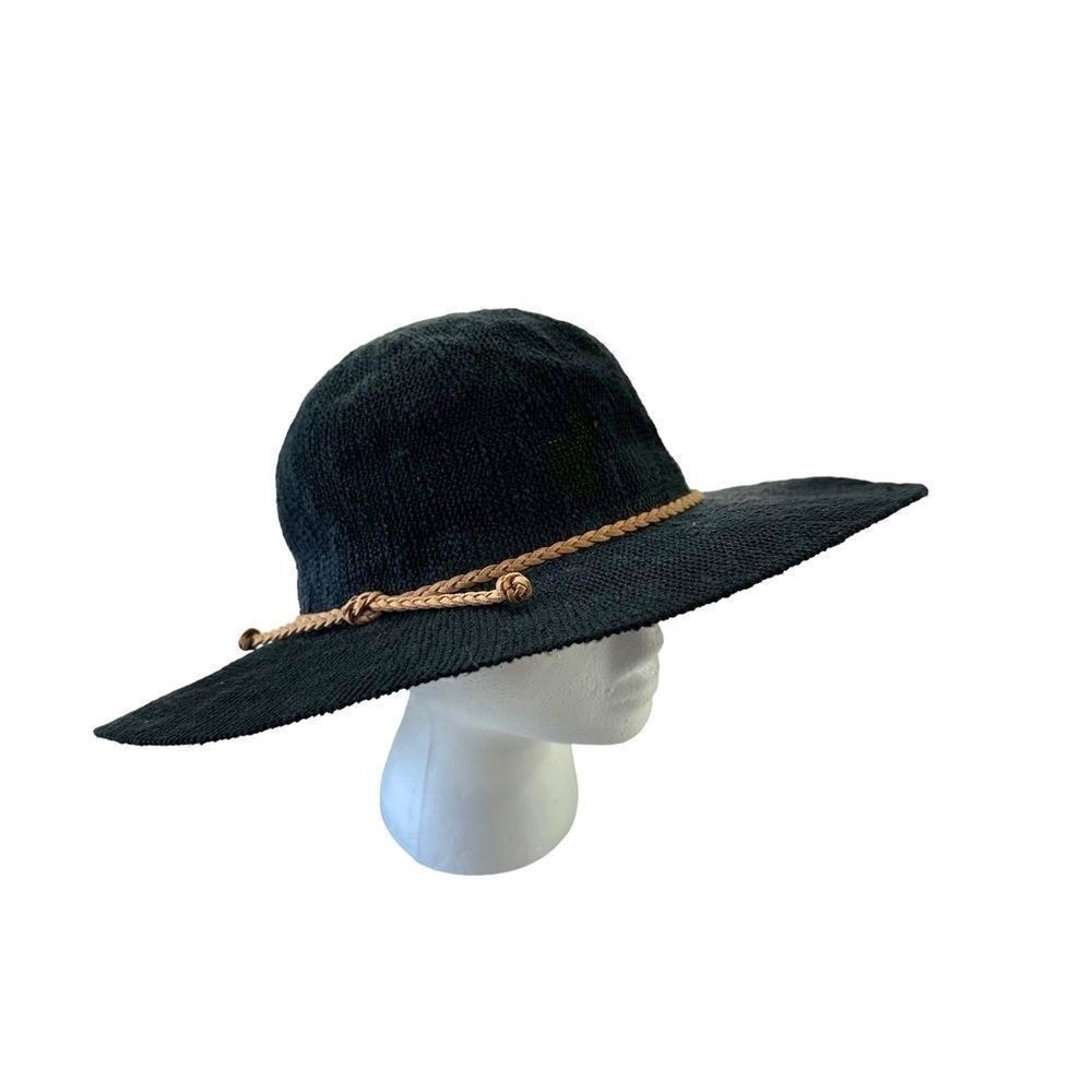 Marcus Adler Womens Navy Blue Woven Floppy Sun Hat OS